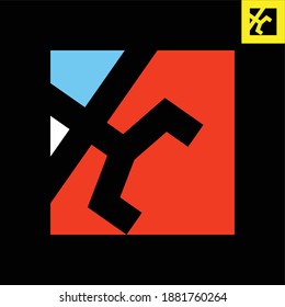 Letter K monogram logo design in Gestalt art style. Vector logo in Eps 8.