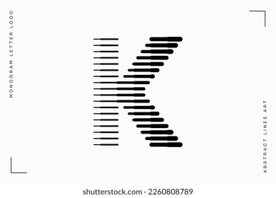 Letter K Monogram Logo Icon Geometric Horizontal Motion Stripe Lines