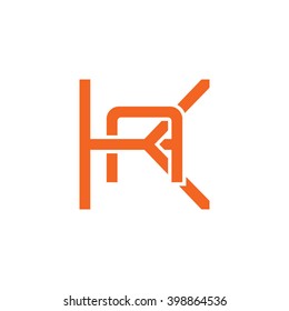 letter K and A monogram logo orange