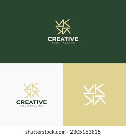 Letter K monogram logo, simple monoline style logo, initials logo design