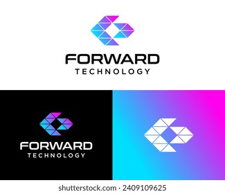 Letter K monogram pointing to top right technology company logo design.