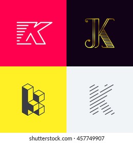 Letter "K' monograms set. Trendy logo design. Eps10 vector illustration.
