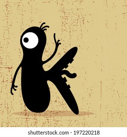Letter k Monster on grunge background. vector illustration