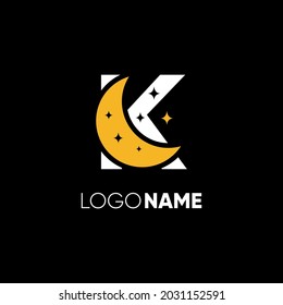 Letter K Moon Logo Design Vector Icon Graphic Illustration