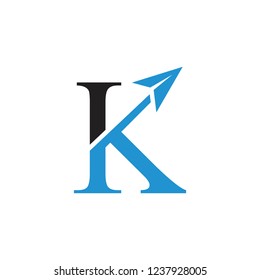 letter k motion paper plane arrow logo vector
