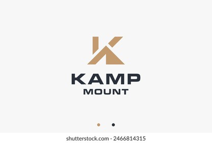 letter k with mountain logo design vector silhouette illustration