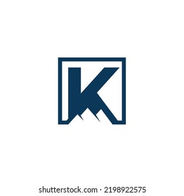 Letter K and Mountain symbol. Logo design. Vector Illustration.