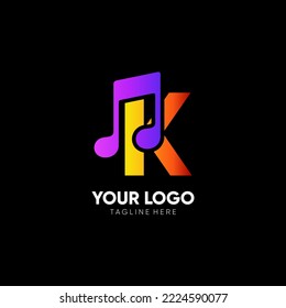 Letter K Music Logo Design Vector Icon Graphic Emblem Illustration 