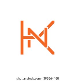 letter K and N monogram logo orange