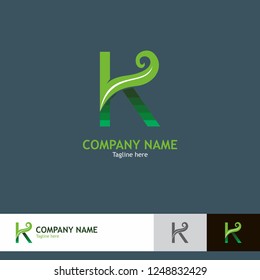 Letter K nature leaf logo