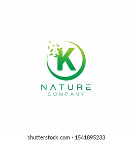 Letter K Nature Leaf Logo Design Vector