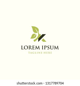 Letter K Nature Leaf Vector Logo Design