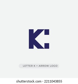 Letter K with negative space arrow logo