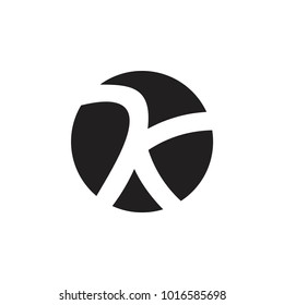 letter k negative space circle logo vector