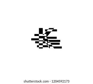 Letter K Negative Square Pattern Logo