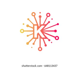 Letter K Network Share Icon Logo Design Element