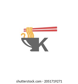 Letter K with noodle icon logo design vector template