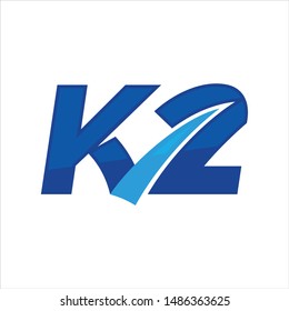 Letter K and number 2 (Two). Vector logo.