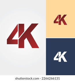 Letra K y número 4 Vector de diseño de logotipos
