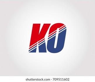 Letter K and O red and blue combination logo