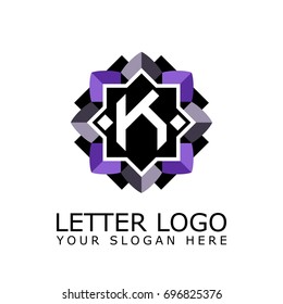 Letter K with octagonal Flower