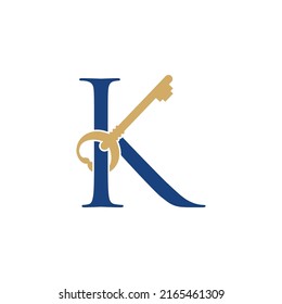 Letter K With old Key Logo Vector 001	