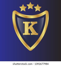 Letter K on the gold shield. Golden logo business vector template. Luxury and elegant logo. Designed for your web site design, logo, app, UI. initial logo design.