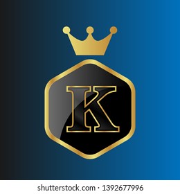 Letter K on the gold shield. Golden logo business vector template. Luxury and elegant logo. Designed for your web site design, logo, app, UI. initial logo design.
