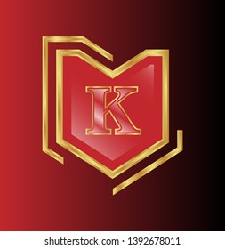Letter K on the gold shield. Golden logo business vector template. Luxury and elegant logo. Designed for your web site design, logo, app, UI. initial logo design.
