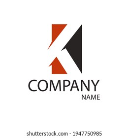 letra K sobre espacio negativo, abstracción, logotipo rojo y negro