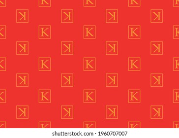 Letra K sobre fondo rojo. Textura sin inconvenientes.