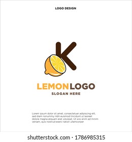 Letter K Orange Juice Logo Template Design Vector Illustration on White Background - Fresh Drink and Beverage Logo for Company - Cafe and Restaurant