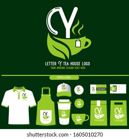 Letter K Organic Tea House Logo Template Design Vector Illustration with Branding Corporate Identity for Cafe Bar Restaurant