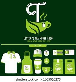 Letter K Organic Tea House Logo Template Design Vector Illustration with Branding Corporate Identity for Cafe Bar Restaurant