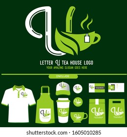 Letter K Organic Tea House Logo Template Design Vector Illustration with Branding Corporate Identity for Cafe Bar Restaurant