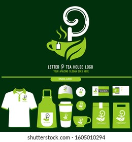 Letter K Organic Tea House Logo Template Design Vector Illustration with Branding Corporate Identity for Cafe Bar Restaurant