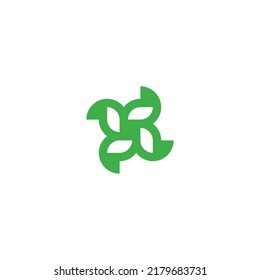 Letter K outline, leaves geometric symbol simple logo vector