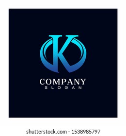 letter K Oval Circle Logo Design Vector Icon