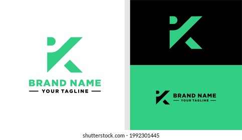 LETTER K AND LETTER P NEGATIVE SPACE LOGO SIMPLE EDITABLE