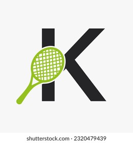 Letter K Padel Tennis Logo. Padel Racket Logo Design. Beach Table Tennis Club Symbol