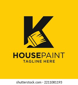 Letter K Paint Brush Logo Design Template Inspiration, Vector Illustration.