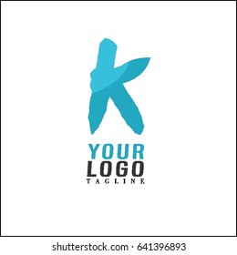 Letter K paint brush stroke vector design. Hand lettering logo.