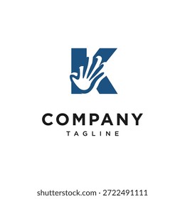 Letra K Palm Hand Logo Icon Vector