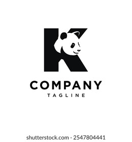 Letra K Panda Logo Icon Vetor