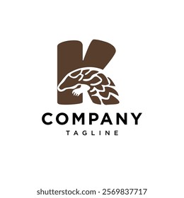 Letter K Pangolin Logo Icon Vector