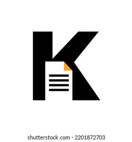 Letter K Paper Document Logo Vector Template Simple Concept