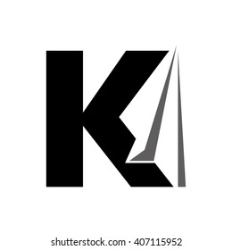 letter K and paper plane symbol. logo vector.
