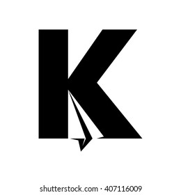 letter K and paper plane symbol. logo vector.