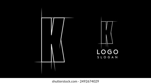 Letter K pencil drawn, architectural blueprint logo design, construction plan, technical drawing. Ideal for corporate branding, industrial projects, engineering firms. Vector illustration