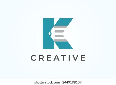 Letter K Pencil logo design, letter K and pencil icon combination, vector illustration